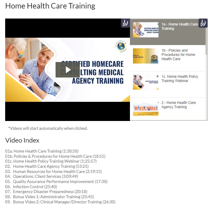 Home Health Care Business Training