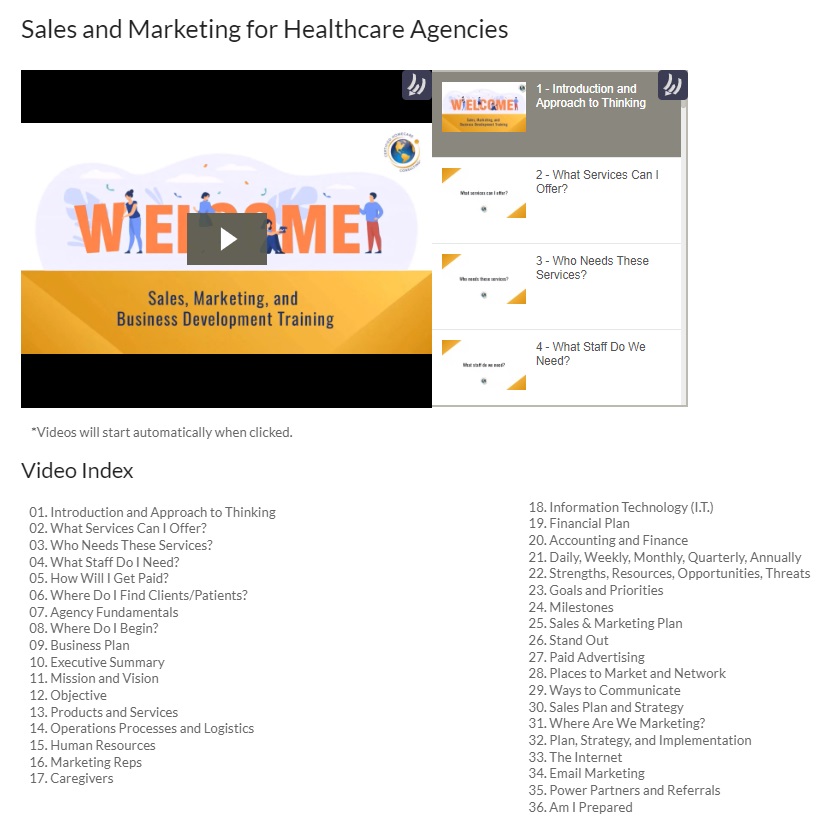 Sales and Marketing Home Care Business Training
